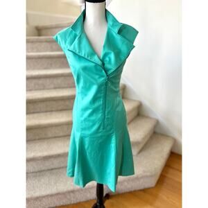 Akris Punto Turquoise Green Asymmetric Zip Fit & Flare Sheath Dress